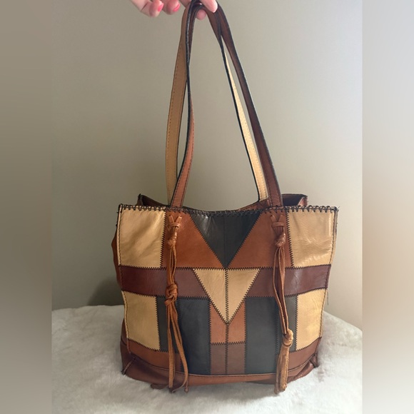 Patricia Nash Handbags - Patricia Nash Multitone Patchwork Leather Tote in Brown, Tan, Cream